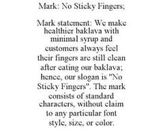 MARK: NO STICKY FINGERS; MA...