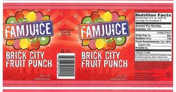 FAMJUICE KEEP REFRIGERATED. SHAKE WELL. SERVE COLD. BRICK CITY FRUIT ...