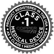 COPPER FIT CLASS 1 MEDICAL DEVICE · PRODUCT REGISTERED IN THE USA · AS A CLASS 1 MEDICAL DEVICE