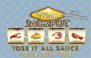 MARTY'S JACKPOT SPICY GARLIC & LEMON CRAWFISH VEGGIES SEAFOOD CHICKEN TOSS IT ALL SAUCE WINS EVERY TIME!