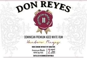 DON REYES 100% DOMINICAN REPUBLIC RUM DR DOMINICAN PREMIUM AGED WHITE RUM HECTOR REYES NONE GENUINE WITHOUT MY SIGNATURE PREMIUM RUM 40% BY VOL 2 AGED TWO YEARS DISTILLED IN DOMINICAN REPUBLIC