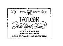 DRY ROYAL QUALITY TAYLOR DRY NEW YORK STATE CHAMPAGNE FERMENTED IN THIS BOTTLE PRODUCED & BOTTLED BY THE TAYLOR WINE CO. INC. HAMMONDSPORT, N.Y. U.S.A. ESTABLISHED 1880...CONTENTS 4/5 QUART ALCOHOL 12% BY VOLUME.