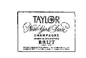 TAYLOR NEW YORK STATE CHAMPAGNE FERMENTED IN THIS BOTTLE BRUT VERY DRY PRODUCED & BOTTLED BY THE TAYLOR WINE CO. INC. HAMMONDSPORT, N.Y. USA ESTABLISHED 1880...CONTENTS 4/5 QUART...ALCOHOL 12% BY VOLUME