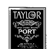 TAYLOR NEW YORK STATE PORT WINE ALCOHOL 19% BY VOLUME PRODUCED AND BOTTLED BY THE TAYLOR WINE COMPANY INC. EST. 1880 HAMMONDSPORT, N.Y. USA
