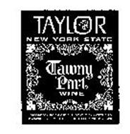 TAYLOR TAWNY PORT NEW YORK STATE WINE TAWNYY PORT WINE PRODUCED AND BOTTLED BY THE TAYLOR WINE COMPANY INC. HAMMONDSPORT NY USA EST. 1880 ALCOHOL 19% BY VOLUME