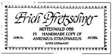 ERICH PFRETZSCHNER MITTENWALD OBB.  19 HANDMADE COPY OF ANTONIUS STRADIVARIUS WEST GERMANY