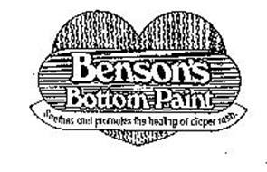 BENSON'S BOTTOM PAINT SOOTHES AND PROMOTES THE HEALING OF DIAPER RASH.