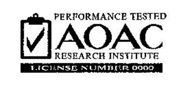 PERFORMANCE TESTED AOAC RESEARCH INSTITUTE LICENSE NUMBER 0000