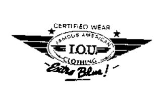 I.O.U. EXTRA BLUE FAMOUS AMERICAN CLOTHING CERTIFIED WEAR