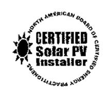 NORTH AMERICAN BOARD OF CERTIFIED ENERGY PRACTITIONERS CERTIFIED SOLAR PV INSTALLER