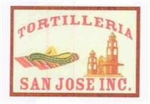 THE MARK CONSISTS OF THE WORDS TORTILLERIA SAN JOSE INC IN A STYLIZED RED FONT. THE WORD TORTILLERIA IS ABOVE A PICTURE OF A SOMBRERO WHICH IS IN YELLOW AND GREEN, A SCARF WHICH IS IN ORANGE, WHITE, YELLOW AND GREEN AND A CHURCH WHICH IS IN YELLOW AND BROWN. THE WORDS SAN JOSE INC. ARE BELOW THE PICTURE. ALL OF WHICH IS IN A SQUARE BOX OUTLINED IN BROWN AND HAS A BEIGE BACKGROUND.