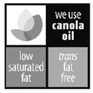 WE USE CANOLA OIL LOW SATURATED FAT TRANS FAT FREE