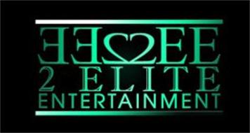 THE MARK CONSISTS OF A REVERSED 'E', A REVERSED 'E', A REVERSED '2' FOLLOWED BY '2EE'. THE REVERSED '2' AND 2 ALMOST CONJOIN TO FORM A HEART SHAPED FIGURE. THIS CONSTITUTES THE UPPER HALF OF THE LOGO. THE BOTTOM HALF CONSITS OF 2 LINES THAT EACH READ '2 ELITE' AND 'ENTERTAINMENT' RESPECTIVELY. THE ABOVE VERBAGE IS CENTERED AND BOUNDED BY A SOLID BAR ON THE TOP AND BOTTOM. THE ABOVE VERBAGE AND SOL