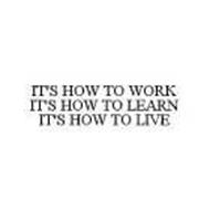 IT'S HOW TO WORK IT'S HOW TO LEARN IT'S HOW TO LIVE