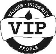 VIP VALUES · INTEGRITY PEOPLE