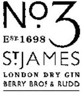 NO.3 EST.1698 ST.JAMES LONDON DRY GIN BERRY BROS. & RUDD