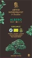 ARVID NORDQUIST OF SWEDEN ALBERO ORGANIC ROAST 12345 FAIRTRADE CO2 COMPENSATED PEOPLE PLANET COFFEE 100% SUSTAINABLE CERTIFIED 100 % CO2 COMPENSATED 100 % ARABICA BEANS GROUND COFFEE
