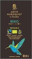 ARVID NORDQUIST OF SWEDEN REKO ROAST 1 2 3 4 5 ORGANIC FAIRTRADE CO2 COMPENSATED PEOPLE PLANET COFFEE 100% SUSTAINABLE CERTIFIED 100% CO2 COMPENSATED 100% ARABICA BEANS GROUND COFFEE