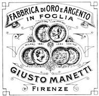 FABBRICA DI ORO E ARGENTO IN FOGLIA ESPOSIZIONE ITALIANA 1861 MILANO 1881 1884 TORINO GIUSTO MANETTI FIRENZE