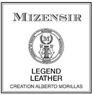 MIZENSIR LEGEND LEATHER CREATION ALBERTO MORILLAS M MIZENSIR MANUFACTURA GENEVE CREATEUR DE PARFUM