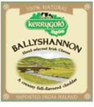 100 % NATURAL KERRYGOLD BALLYSHANNON HAND SELECTED IRISH CHEESE A CREAMY FULL-FLAVORED CHEDDAR IMPORTED FROM IRELAND