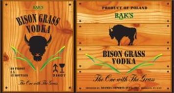 PRODUCT OF POLAND BAK'S BISON GRASS VODKA THE ONE WITH THE GRASS IMPORTED BY: ADAMBA IMPORTS INT'L, INC. BROOKLYN, NY 11237