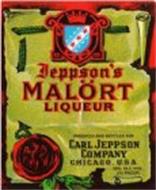 JEPPSON'S MALÖRT LIQUEUR PRODUCED AND BOTTLED FOR CARL JEPPSON COMPANY CHICAGO, U.S.A. 35% ALC./VOL. (70 PROOF)