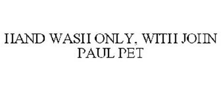 HAND WASH ONLY, WITH JOHN PAUL PET