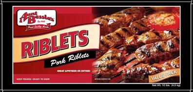 AUNT BESSIE'S EST. 1958 FINEST QUALITY MEATS RIBLETS PORK RIBLETS GREAT APPETIZER OR ENTREE!