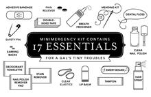 MINIMERGENCY KIT CONTAINS 17 ESSENTIALS FOR A GAL