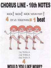CHORUS LINE 16TH NOTES KICK! KICK! KICKYOUR FEET! 4 OF US TOGETHER = 1 BEAT 1 & THEN A 2 & THEN A 3 & THEN A 4 WOULD YOU LIKE MORE?