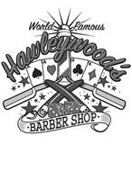 WORLD FAMOUS HAWLEYWOOD'S · BARBER SHOP ·