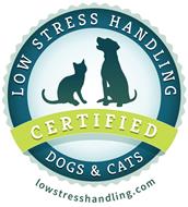 LOW STRESS HANDLING; CERTIFIED; DOGS & CATS; LOWSTRESSHANDLING.COM