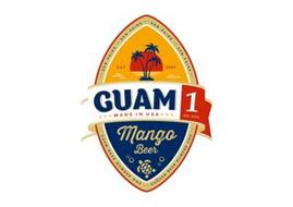 GUAM 1 MANGO BEER NO. ONE MADE IN USA SEN PAIRE GUAM BEER NUMBER ONE GUAHAN BEER NUMERO UNO EST. 2007