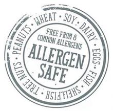FREE FROM 8 COMMON ALLERGENS ALLERGEN SAFE WHEAT · SOY · DAIRY · EGGS · FISH · SHELLFISH · TREE NUTS · PEANUTS ·