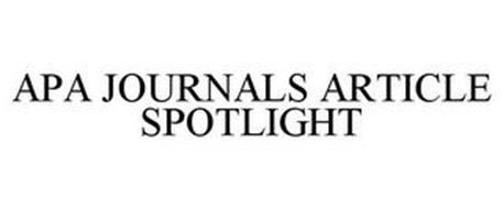 APA JOURNALS ARTICLE SPOTLIGHT