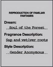 REPRODUCTION OF FAMILIAR FANTASIES DREAM: SOUL OF THE FOREST FRAGRANCE DESCRIPTION: SAP AND VETIVER ROOTS STYLE DESCRIPTION: GENDER ANONYMOUS
