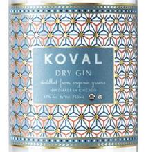 KOVAL DRY GIN DISTILLED FROM ORGANIC GRAINS HANDMADE IN CHICAGO AND 47% ALC. BY VOL. 750ML