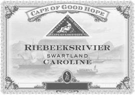 RIEBEEKSRIVIER SWARTLAND CAROLINE CAPE OF GOOD HOPE POSTAGE ONE SHILLING CAPE OF GOOD HOPE AR