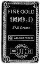 FINE GOLD 999.9 37.5 GRAMS JJ ASSAYES PUREST MADE IN USA 9999 JJ FINE GOLD