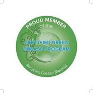 PROUD MEMBER OF THE CERTIFIED GREEN GREASE PROGRAM RECYCLES GREASE MATERIAL.