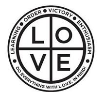 LOVE · LEARNING · ORDER · VICTORY · ENTHUSIASM · DO EVERYTHING WITH L.O.V.E. IN MIND