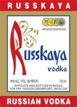 RUSSKAYA IMPORTED FROM RUSSIA RUSSKAYA VODKA  DISTILLED AND BOTTLED IN RUSSIA FOR FKP 