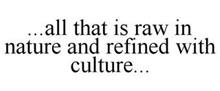 ...ALL THAT IS RAW IN NATURE AND REFINED WITH CULTURE...