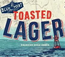 BLUE POINT BREWING COMPANY EST. LONG ISLAND 40.77.-73.02 TOASTED LAGER AMERICAN STYLE AMBER