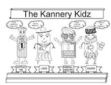 THE KANNERY KIDZ LITTLE TIN "KIDZ EXERCISE FOR LIFE" 1 LIZZA "HOLA AMIGOS" MEDAL MOUTH "KIDZ STAY IN SCHOOL" SAZZIE "HELLO MY FRIENDS"