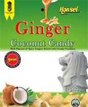 HONSEI PRODUCT OF SINGAPORE GINGER COCONUT CANDY RICH FLAVOUR OF SPICY GINGERS PAIRED WITH CREAMY COCONUTS THIS AN AUTHENTIC MARK OF HONSEI PRODUCT C