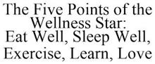THE FIVE POINTS OF THE WELLNESS STAR: EAT WELL, SLEEP WELL, EXERCISE, LEARN, LOVE