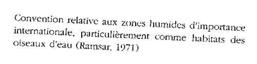 CONVENTION RELATIVE AUX ZONE HUMIDES D'IMPORTANCE INTERNATIONALE, PARTICULIEREMENT COMME HABITATS DES OISEAUX D'EAU (RAMSAR, 1971)