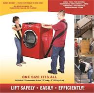 SAVES MONEY PAYS FOR ITSELF IN ONE USE! NO MORE DAMAGE TO FURNITURE WALLS OR FLOORS IDEAL TOOL FOR MOVING: HOUSEHOLD APPLIANCES, LARGE FURNITURE, MATTRESSES, LANDSCAPING ITEMS ONE SIZE FITS ALL INCLUDES 2 HARNESSES & ONE 12' LONG X 5